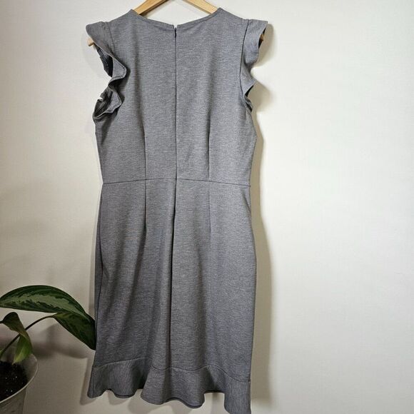 EUC LIKE NEW OLD NAVY GREY FLUTTER SLEEVES MIDI DRESS SIZE LARGE - Picture 2 of 16